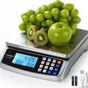 Atogou 66lb Food Scale, Commercial Kitchen Scale with Price Computing, Plug-in Usable, 0.05oz/1g, 304 Stainless Steel, for Cooking, Vegetables, Farm, Industry, Counting. LC300 Silver