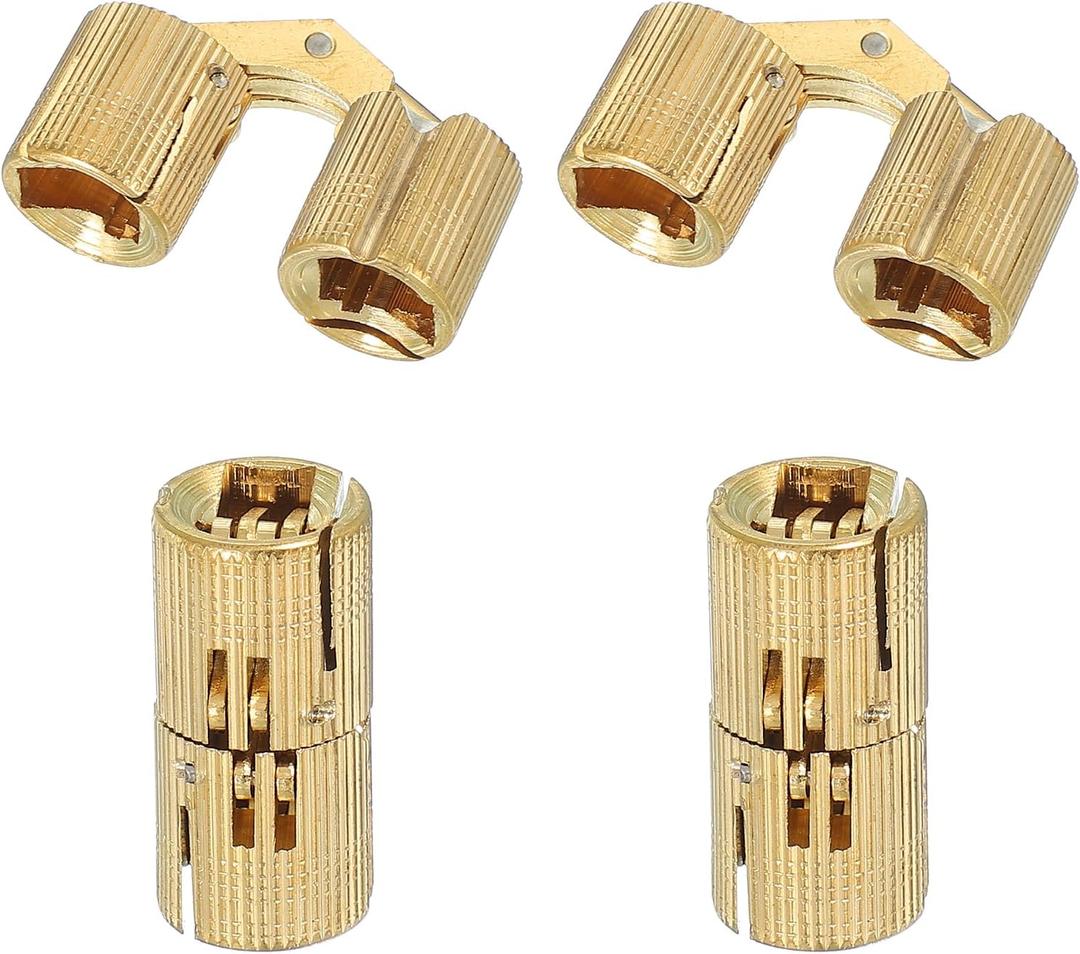 MECCANIXITY Brass Hidden Cylinder Hinges 16 mm Invisible Concealed Cylindrical Hinge 180 Degree Folding Support Small Hinge for DIY Crafts Jewelry Boxes Wooden Box Pack of 4