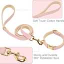 Soft Hemp Dog Collar and Leash Set Adjustable Woven Tweed Dog Collars with Metal Buckle and Lead for Small Medium Large Dogs,Pink