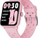 BIGGERFIVE Smart Watch for Kids Without APP, Fitness Tracker Watch Pedometer, Heart Rate, 5ATM Waterproof, Sleep Monitor, Calorie Step Counter, Games, Alarm Clock for Girls 5-14, Porous Pink