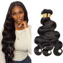 300g Natural Black Human Hair Bundles Body 3 Pcs 10 12 14 inch Unprocessed Brazilian Virgin Quick Weave Hair Extensions