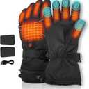 Heated Gloves for Men Women, Rechargeable Battery Powered, Waterproof Windproof Thermal Touchscreen Heating Gloves for Skiing, Riding, Hiking (L)