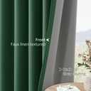 Dark Green 100% Blackout Curtains 72 Inch Length 2 Panels for Bedroom Insulated Solid Linen Textured Room Darkening Drapes with Hooks Back Tab Black Out Window Curtain Living Room 52x72
