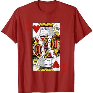 King of Hearts Blackjack Cards Poker 21 K T-Shirt, Male, Large