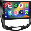 for Nissan Rogue X-Trail Qashqai Radio 2014-2018 Android 15 Car Stereo, Hikity 10.1'' Touchscreen Radio Wireless Carplay Android Auto Mirror Link Bluetooth Audio HiFi FM/RDS WiFi GPS SWC Backup Cam