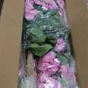 BLOSMON Hydrangea Topiary Trees Artificial - Outdoor 2 Packs 33" Pink Fake Flower Ball Tree for Front Porch Planters Urns Decor - 20 Heads Faux Hydrangea Bush Plants with Spike for Garden Yard Patio