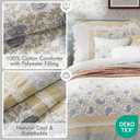Madison Park 100% Cotton Quilt Set Floral Print, Double Sided Stitching, All Season, Lightweight Coverlet Shabby Chic Bedding Layer, Matching Shams, King/Cal King, Yellow 6 Piece