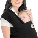 KeaBabies Baby Wrap Carrier - All in 1 Original Baby Carrier Newborn to Toddler Sling, Easy to Wear, Hands Free Bonding, Lightweight, Breathable Infant Wraps (Trendy Black)