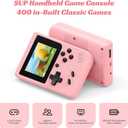 Mini Retro Handheld Games Console, Built-in 400 Video Games, Portable Video Gaming Player with 3.0 Inch IPS Screen and Rechargeable Battery(Pink)