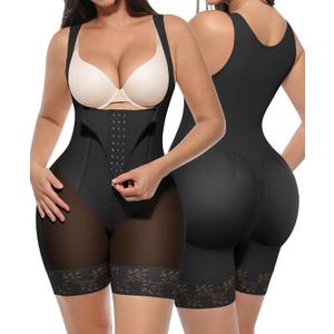 SHAPELLX Fajas Colombianas Tummy Control Shapewear for Women Postpartum Butt Lifter Full Body Shaper Compression Garment (Black, M)
