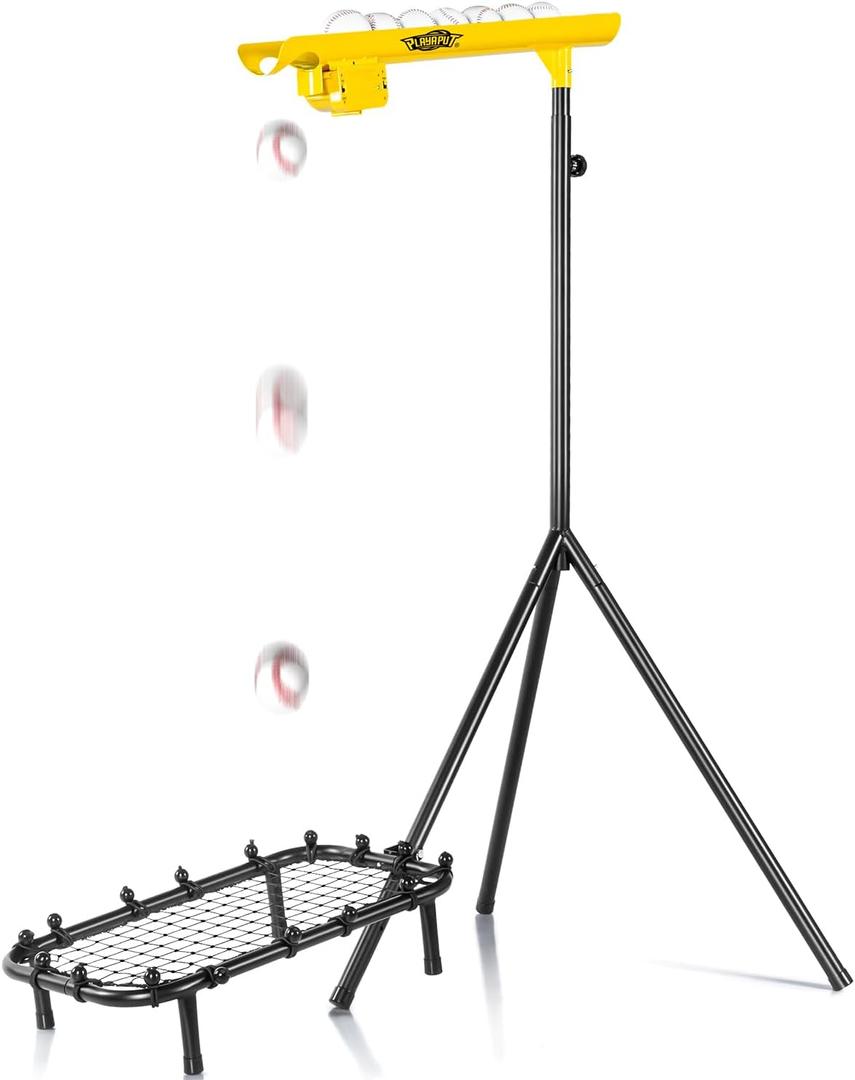 Baseball Soft Toss Machine with Rebound Net,Electric Motor Soft Toss Training System Hold Up 8 Balls,Height and Speed Adjustable Baseball Pitching Machine For Coaches,Professional | Included Carrybag