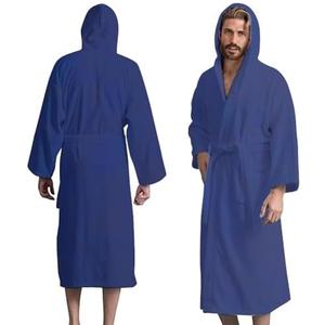 Mens Hooded Bathrobe, 100% Cotton Terry Bathrobe, Spa Style Bath Robe, Absorbent Shower Robe, Lightweight Towel Bathrobes (Blue) Mens Hooded Bathrobe, 100% Cotton Terry Bathrobe, Spa Style Bath Robe, Absorbent Shower Robe, Lightweight Towel Bathrobes (Blue)