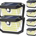 LANSOW Solar Motion Lights Outdoor 6 Pack, 188 LED/3 Modes, Motion Sensor Outdoor Lights, IP65 Waterproof 270 Lighting, Solar Powered Security Flood Lighting for Wall Patio Garage Fence(White)
