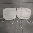 AAAAAcessories D-Shaped Chair Cushions, 2" Thick Dining Chair Pads with Ties and Removable, Machine-Washable Cover, 17" x 16", Set of 2, Natural Sand Pinstripe