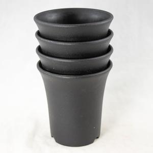 4 Japanese Black Round Plastic Cascade Bonsai Training Pot, Orchid Planter - 4"x 4"x 4.25" (4X#3.5)