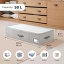 Cupic Cupid Under Bed Storage Containers, Foldable Organizer with Lid for Bedroom, Underbed Storage Box for Blankets, Clothes, Shoes, 2 Pack, Grey