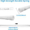 2 Pack Spring Tension Curtain Rods White Ajustable 53-98inchs, 0.86inch Diameter, Extension Spring Tension Rods Suitable for Use in Bathroom Window Screen Curtain Wardrobe (white)