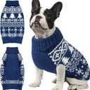 Christmas Dog Sweaters for Small Medium Large Dogs and Cats,Pet Soft Warm Holiday Outfit Girl & Boy,Pup Winter Clothes Turtleneck Double Knitting Collar for Outdoors Playing (Blue,X-Large)