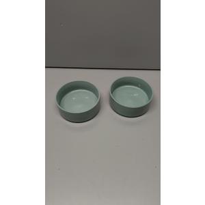 Ceramic Set of 2 Cat Bowls, Food and Water Bowls for Cats, Kitty, 2pcs Cat Dishes, Pet Feeder(5.1inch, 2 x Light Green Bowls)