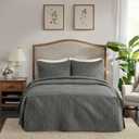 Madison Park Quebec Split Corner Quilted Bedspread Classic Traditional Design All Season, Lightweight, Bedding Set, Matching Shams, Queen (60" x 80" + 24"D), Damask Quilted Dark Grey 3 Piece
