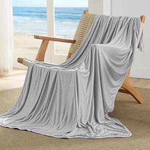 Bedsure Light Grey Cooling Blanket for Hot Sleepers - Summer Cold Throw Blanket for Bed, Arc-Chill Lightweight Summer Bedding, Cool Thin Ice Cold Cooled Throws with Rayon Derived from Bamboo, 50x70