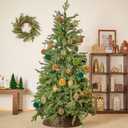 WDS WONDROUS Christmas Ball Ornaments, Vintage Ball & Teardrop Xmas Tree Ornament Set, Hanging Assorted Glass Balls for Holiday Home Party Decor (9Pcs, Brown & Gold Line)