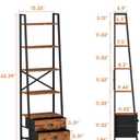 Furologee 5-Tier Ladder Shelf with 2 Drawers,Narrow Bookshelf Storage Shelves,Industrial Bookcase Freestanding Rack Units for Bedroom,Living Room,Bathroom,Home Office,Balcony,Wood Metal,Rustic Brown