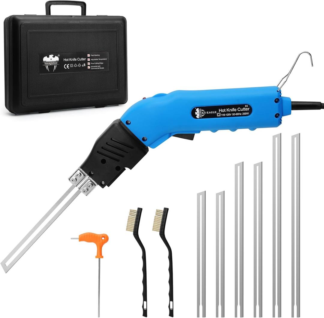 250W Hot knife Foam Cutter Styrofoam Cutter Foam Electric Cutting Tool Air Cooled Hot Knife Adjustable Power Foam Cutter for EPP, EPS, XPS, EVA, Sponge, EPE, PU, Nylon