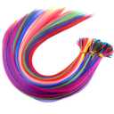 100s Rainbow Hair Extensions,Highlights Synthetic Fiber I Tip Feather Hair Extensions Colored Hair Extensions For Kids Womens Girls, Cosplay Hair Feathers For Party Dress Up Dance 20inch