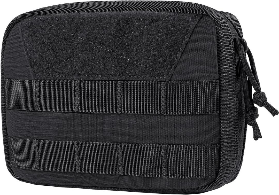 OneTigris MOLLE Pouch, Tactical Admin Pouch Belt EDC Tool Organizer Zippered Utility Waist Pack 7.5"x5"x2" (Medium, Black)