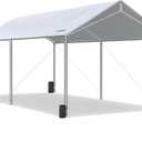 Quictent 10x20 ft Heavy Duty Car Canopy Galvanized Frame Carport Outdoor Party Tent Boat Shelter with 3 Reinforced Steel Cables - Grey