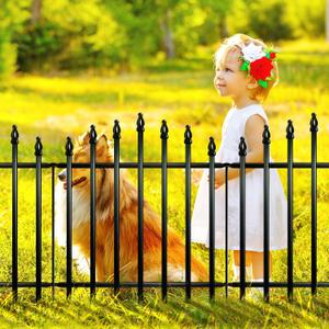 Thealyn Metal Garden Fence Panels 26" H x 24" W (5 Panels, 10 Ft Total) No Digging Decorative Garden Border Fence, Rust-Resistant Black Landscape Edging for Flower Beds, Yard, Patio