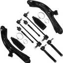 SCITOO 10pcs Front Suspension Kit Lower Control Arm with Ball Joint fit 2015-2018 for Chevy City Express 2013-2019 for Nissan Sentra NV200 with Outer Inner Tie Rod Steering Boot Sway Bar Link