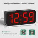 Peakeep Small Battery Powered Digital Alarm Clocks for Bedrooms Bedside, Cordless Tiny Travel Portable Desk Clock, Large Numbers Auto Dimmable, LED Display 4 Dimmers, 5 Alarm Volumes