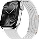 Silm Silicone Band Compatible with Apple Watch Bands 38mm40mm41mm42mm44mm45mm46mm49mm for women,Soft Silicone Replacement Strap for iWatch SE3/2/1 Series11 10 9 8 7 6 5 4 3 2 1 Ultra3/2/1 (White Band + Silver Buckle)