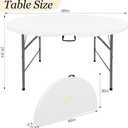 HAISIWLKJ 5FT Round Folding Table White Fold-in-Half with Carrying Handle Portable Plastic Table for Outdoor or Indoor Dining,Wedding, Camping,Party Table