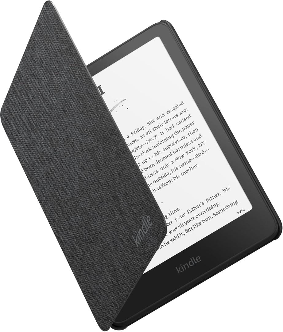 Amazon Kindle Paperwhite and Kindle Colorsoft Case, Lightweight and Water-Safe, Foldable Protective Cover - Fabric (Black)