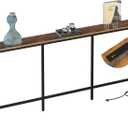 78.7" Behind Couch Table with Fast Charging Station, 7.1" Narrow Skinny Sofa Table with 2 Power Outlets, 2 USB-A, USB-C for Console Entryway, Rustic Brown, 78.7"L x 7.1"W x 32.3"H