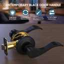 TICONN Traditional Wave Style Reversible Door Lever, Door Handle for Interior Doors and Closet (Matte Black, Passage, 5-Pack)