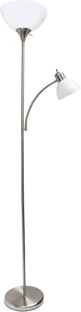 Simple Designs LF2000-BSN Mother-Daughter Floor Lamp with Reading Light, Brushed Nickel (Single Pack)