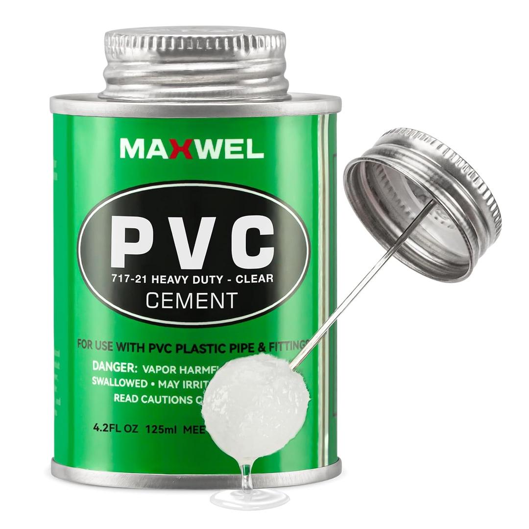 PVC Cement Pipe Glue  Fast Dry Plumbing Solvent Weld Waterproof Clear Finish for PVC Pipe, Vinyl & Inflatable Repair 4.2 fl oz Leak Proof Can