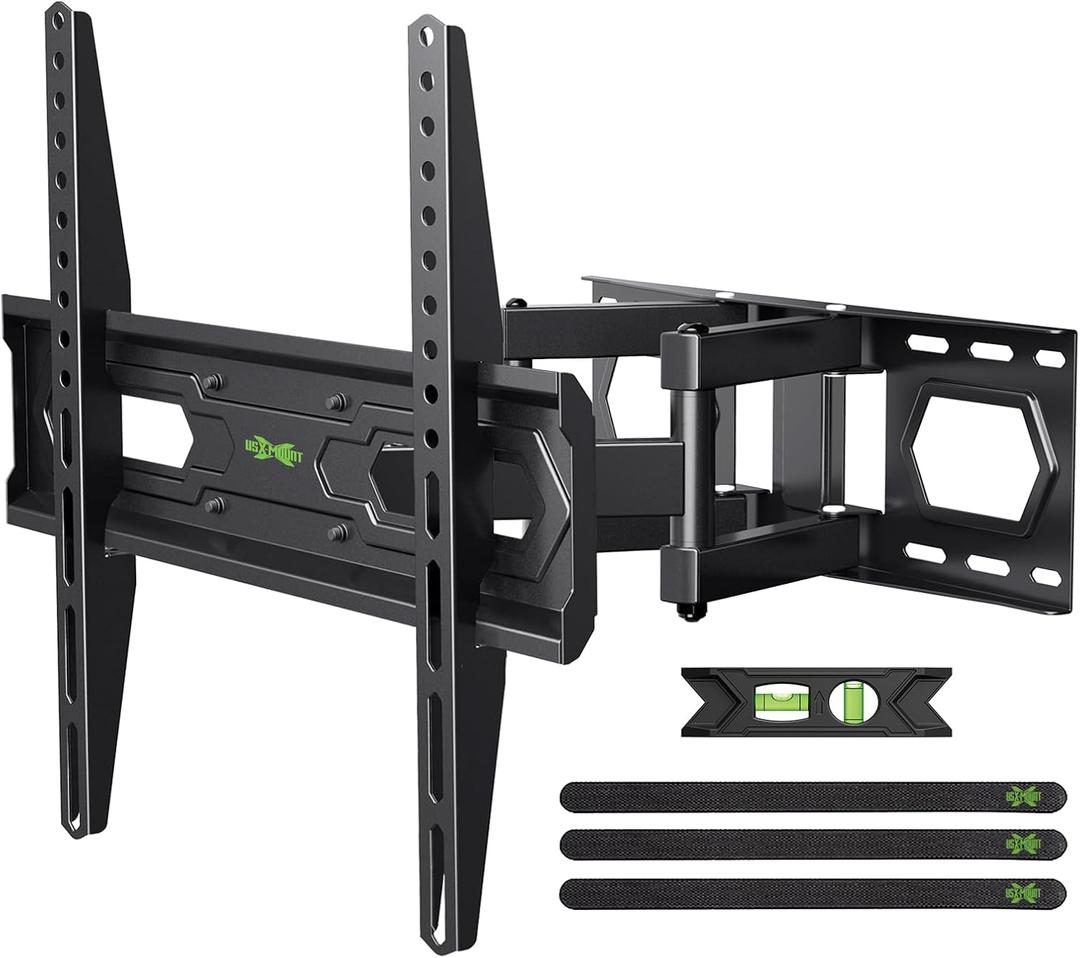 USX MOUNT TV Wall Mount for 32-65 inch Flat Screen/LED/4K up to 110lbs, Full Motion TV Mount Bracket with Swivel & Tilt Articulating Dual Arms, Max VESA 400x400mm, Fits 12/16" Wood Studs (32-65FM TV Mount & 16" Wood Stud)
