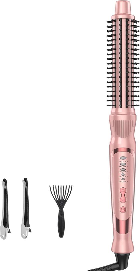 Thermal Brush, Heated Round Brush & Curling Iron with Ceramic Ionic Technology, Hair Tools for Volumizing & Styling, Travel-Friendly Hot Comb with Adjustable TemperatureGold 1 inch