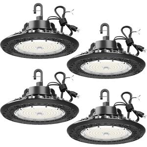 LED High Bay Light Super Bright Dimmable AC100-277V 240W 36000LM 5000K DLC/ETL Listed Lights 6ft with US Plug High Bay LED Light Warehouse Shop Barn Garage (4 Pack)