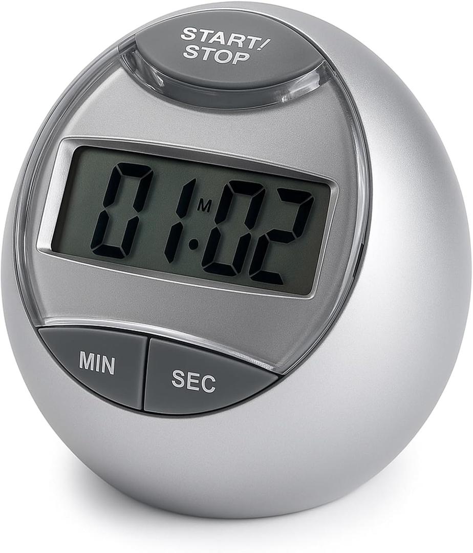 Digital Kitchen Timer Cute Egg Timer with Countdown & Stopwatch, Kitchen Timer Digital for Cooking, Baking & Boiled Eggs, Silver Digital Timer, Kitchen Timers for Cooking & Meal Prep