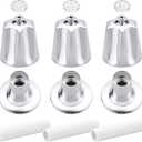 3 Piece Shower Handle Replacement, Compatible with Price/Pfister Verve Tub Shower Bathtub Faucet Handle Remodel Trim Kit Include 1 Hot 1 Cold 1 Diverter and 3 Includes Base, Chrome