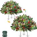2 Pack 24" Lighted Christmas Tree Outdoor Urn Filler with Timer 8 Modes Warm White & Multi-Color Change Lights Snowy Pinecone Berries Tripod Stake Xmas Trees Planter Filler Christmas Decor Yard Porch