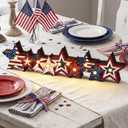 Yousoontic 4th of July Table Centerpieces, 3D Wooden Star Decorations with LED Lights, Patriotic Farmhouse Decor for Home Mantel Desk Office, Independence 250th Anniversary Memorial Day Party Decors