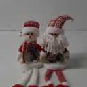 Juegoal 2 Pack Lighted Christmas Santa & Snowman with Dangling Legs, 24" Handmade Plush Figurines with Miniature Xmas Scenes in Belly, Battery Operated Tabletop Dinner Party Ornaments
