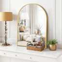 Arched Wall Mirror 30x20 Inch Gold Bathroom Vanity Mirror with Metal Frame, Modern Arch Mirror for Bedroom, Living Room, Entryway, Wall Mounted Decorative Mirror